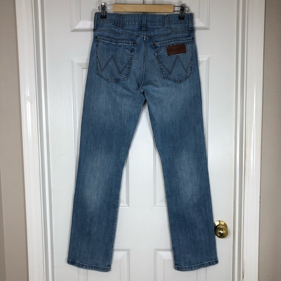 Wrangler Cotton Blend Light Wash Men's Retro Slim Fit Straight Leg Jeans 29/30 - Picture 4 of 16
